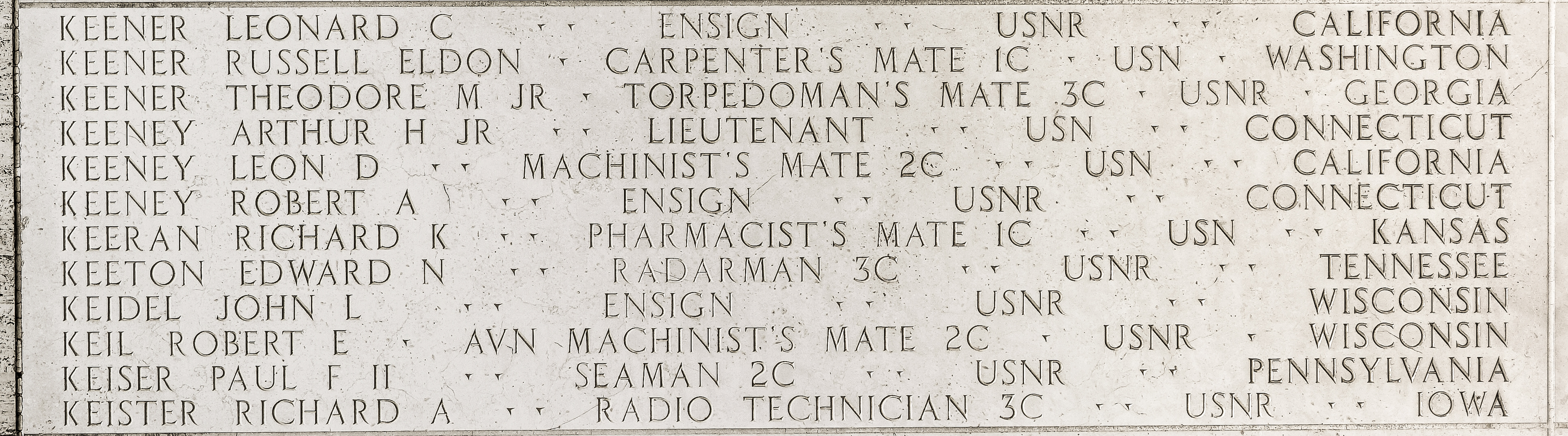 Richard A. Keister, Radio Technician Third Class